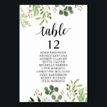 Numeração De Mesa Janto Casado, Gráfico de Assentos dos Convidados<br><div class="desc">Bem-vindos aos seus convidados com esta elegante placa de número de tabela de assentos num magnífico tema Eucalyptus verde. Esses cartões são obrigatórios para qualquer casamento ou evento que exija assento atribuído. Com o seu design minimalista, mas na moda, a placa de número da mesa de assentos apresenta uma bela...</div>