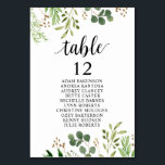 Numeração De Mesa Janto Casado, Gráfico de Assentos dos Convidados<br><div class="desc">Bem-vindos aos seus convidados com esta elegante placa de número de tabela de assentos num magnífico tema Eucalyptus verde. Esses cartões são obrigatórios para qualquer casamento ou evento que exija assento atribuído. Com o seu design minimalista, mas na moda, a placa de número da mesa de assentos apresenta uma bela...</div>