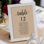 Numeração De Mesa Janto Casado, Gráfico de Assentos Russos<br><div class="desc">Cartão de Mesa de Assento de Janto de Casamento,  Script Russo Moderno,  Fundo Brown Kraft. Personalize o texto e/ou remova e preencha com o tema da festa de casamento.</div>