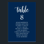 Numeração De Mesa Janto Casado, Marinho Azul Guest Sentado Guia Gráf<br><div class="desc">Cartão de Mesa de Assento de Janto de Casamento,  Script Russo Moderno,  Temed Azul Marinho. Personalize o texto e/ou remova e preencha com o tema da festa de casamento.</div>
