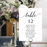 Numeração De Mesa Janto Casado, Quadro de Assentos de Convidado Mode<br><div class="desc">Cartão de Gráfico de Mesa de Assento de Janto de Casamento,  Modern Classy romântico,  preto e branco Personalize o texto e/ou remova e preencha com o tema de sua festa de casamento.</div>