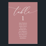 Numeração De Mesa Janto Casado, Quadro de Assentos de Convidado Mode<br><div class="desc">Cartão de Mesa de Assento Convidado do Janto Casamento,  caligrafia romântica moderna Clássica em rosa empoeirado. Personalize o texto e/ou remova e preencha com a cor correspondente à festa de casamento.</div>