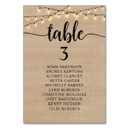 Numeração De Mesa Janto Casado, Rustic Kraft, Guests Sentado Chart