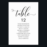 Numeração De Mesa Janto Casamento Elegante, Mesa de Gráfico de Assen<br><div class="desc">Cartão de Mesa de Assento de Janto de Casamento,  Script Elegante Moderno. Personalize o texto e/ou remova e preencha com o tema da festa de casamento.</div>