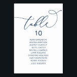 Numeração De Mesa Janto Casamento Elegante, Mesa de Gráfico de Assen<br><div class="desc">Cartão de Mesa de Assento de Janto de Casamento,  Script Elegante Moderno. Personalize o texto e/ou remova e preencha com o tema de festa de casamento (Marinho Azul).</div>