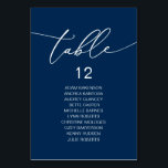 Numeração De Mesa Janto Casamento Elegante, Mesa de Gráfico de Assen<br><div class="desc">Cartão de Mesa de Assento de Janto de Casamento,  Script Elegante Moderno. Personalize o texto e/ou remova e preencha com o tema de festa de casamento (Marinho Azul).</div>