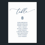 Numeração De Mesa Janto Casamento Elegante, Mesa de Gráfico de Assen<br><div class="desc">Cartão de Mesa de Assento de Janto de Casamento,  Script Elegante Moderno. Personalize o texto e/ou remova e preencha com o tema de festa de casamento (Marinho Azul).</div>