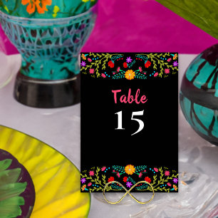 Numeração De Mesa Janto Preto Floral de Fiesta Mexicano