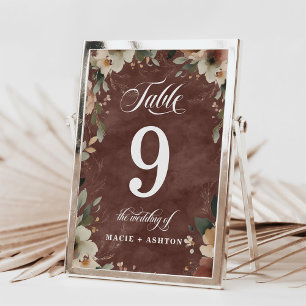 Numeração De Mesa Janto Rustic Garnet Cottagecore Recepção de casame