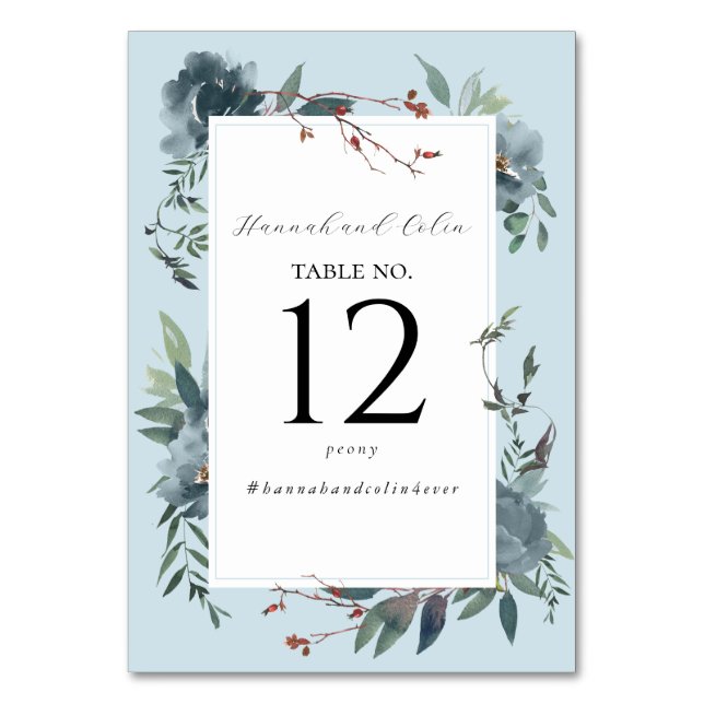 Numeração De Mesa Jardim Botânico Azul Naval Elegante e Empolado (Frente)