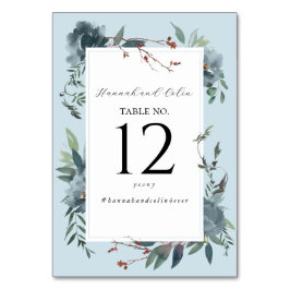 Numeração De Mesa Jardim Botânico Azul Naval Elegante Empoeirado