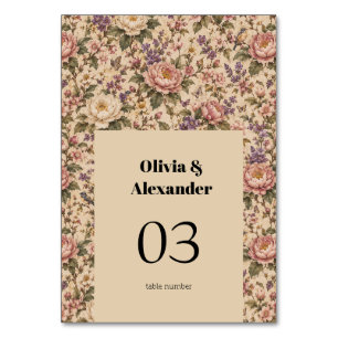 Numeração De Mesa Jardim Botânico de Rosas Vintage & Padrão de Borbo