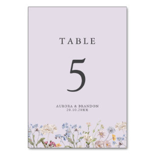Numeração De Mesa Jardim de Casamento de Prado de Flores Silvestres