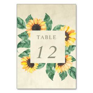 Numeração De Mesa Jardim de Girassóis Elegantes para Casamento Flora
