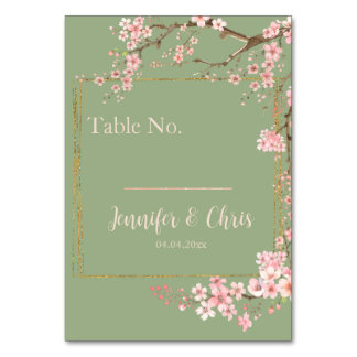 Numeração De Mesa Jardim Encantado Sage Verde & Flor de Cerejeira Ro