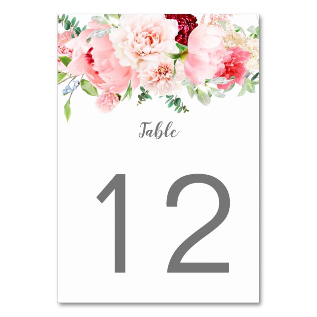 Numeração De Mesa Jardim Selvagem de Aquarela | (Frente)