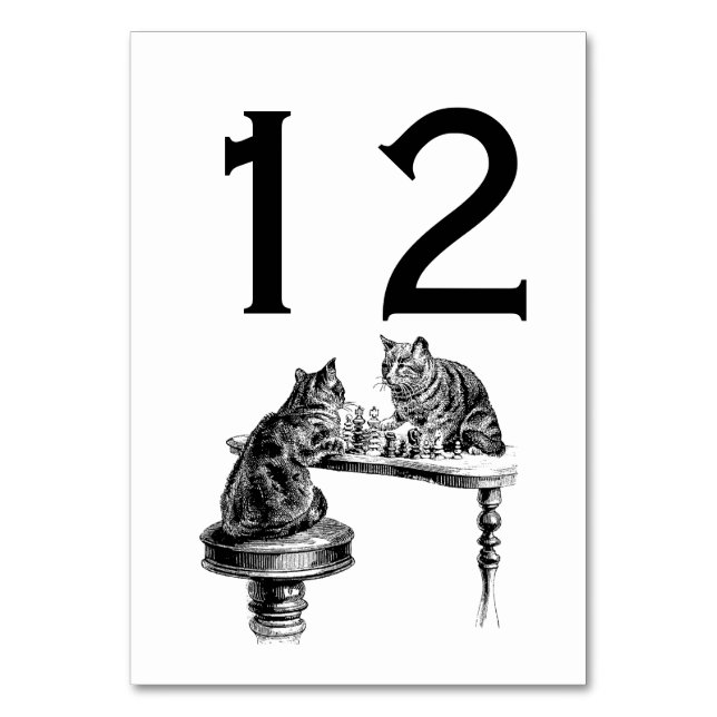 Numeração De Mesa Jogos de Tabuleiro: Dois Gatos jogando uma Partida (Frente)