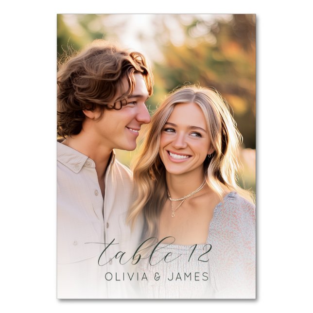 Numeração De Mesa Joyful Beige Romantic Photo (Verso)