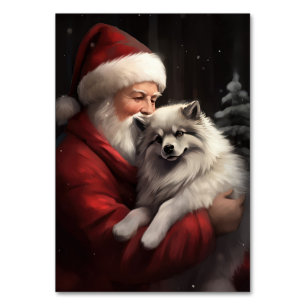 Numeração De Mesa Keeshond Com O Papai Noel Natal Festivo
