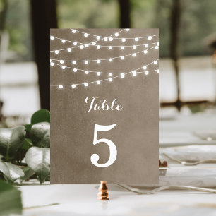 Numeração De Mesa Khaki String Acende Números De Mesa De Casamento