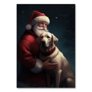 Numeração De Mesa Labrador Com Papai Noel Festivo Natal