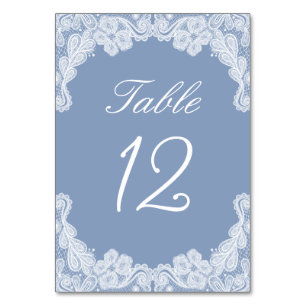 Numeração De Mesa Lace Branco no Número da Tabela Azul