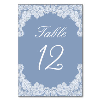 Numeração De Mesa Lace Branco no Número da Tabela Azul