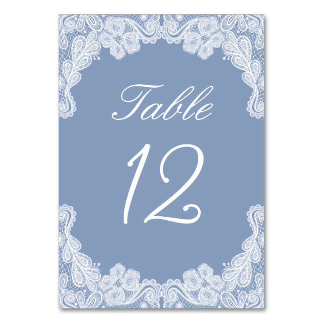 Numeração De Mesa Lace Branco no Número da Tabela Azul (Frente)