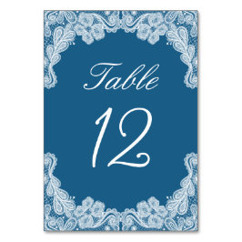 Numeração De Mesa Lace Branco no Número da Tabela Azul