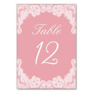Numeração De Mesa Lace Branco no Número da Tabela Rosa
