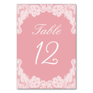 Numeração De Mesa Lace Branco no Número da Tabela Rosa