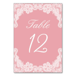 Numeração De Mesa Lace Branco no Número da Tabela Rosa