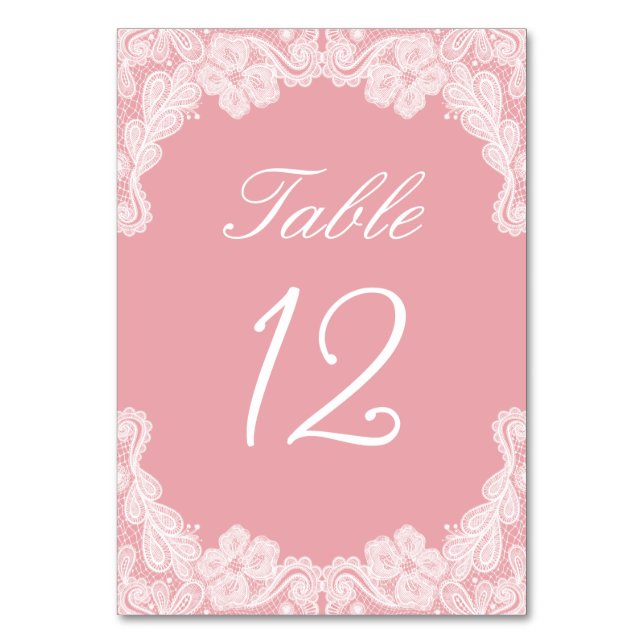 Numeração De Mesa Lace Branco no Número da Tabela Rosa (Frente)