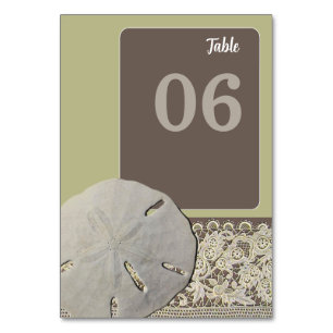 Numeração De Mesa Lace de areia dólar, Casamento de praia de Vintage