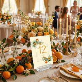 Numeração De Mesa Laranja Cítrico Floral Vibrações de Jardim Italian