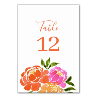 Numeração De Mesa Laranja Cor-de-Água Rosa Quente