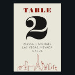 Numeração De Mesa Las vegas Casino Skyline Wedding<br><div class="desc">Um cartão da mesa de casamento do casino Skyline de Las Vegas divertido e moderno que irá adicionar um toque personalizado ao seu evento em Las Vegas! Este número da tabela de casamento apresenta uma renderização moderna do horizonte de Las Vegas, e fontes e texto totalmente personalizáveis sobre fundo de...</div>