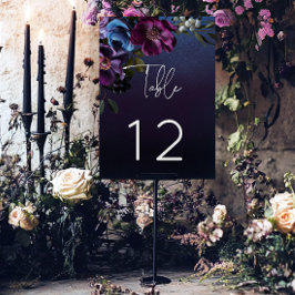 Numeração De Mesa Lavanda Azul Escuro Casamento Moderno Floral Moder