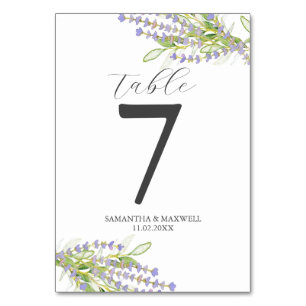 Numeração De Mesa Lavanda Botânica Número da Tabela Casada