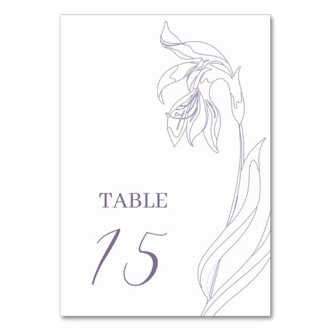 Numeração De Mesa Lavanda de arco de flor de Arte de Linha (Frente)
