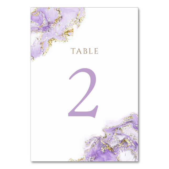 Numeração De Mesa lavanda de bolhas de ouro, Quadro número 2 (Frente)