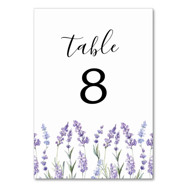 Numeração De Mesa Lavanda do país | Casamento (Frente)