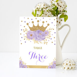 Numeração De Mesa Lavanda Dourada Crown Princess Número da Tabela Ch