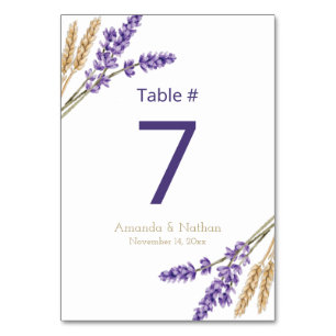 Numeração De Mesa Lavanda e Casamento de Trigo