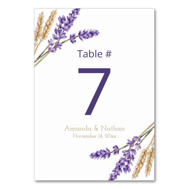 Numeração De Mesa Lavanda e Casamento de Trigo (Frente)