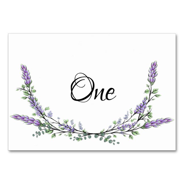 Numeração De Mesa Lavanda e Eucalyptus watercolor mesa um (Frente)