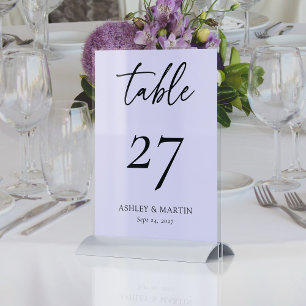 Numeração De Mesa Lavanda Elegante com Casamento Personalizado de Ci
