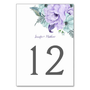Numeração De Mesa Lavanda Roxo - Mesa de Peões de Aquarela  