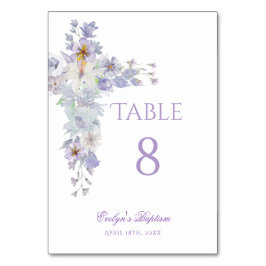 Numeração De Mesa Lavender Floral Cross Baptism Table Number