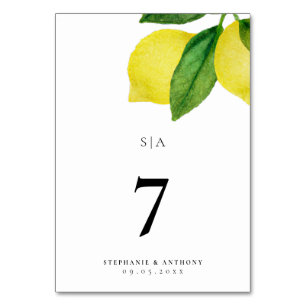 Numeração De Mesa Lemon Citrus Branch Greenery Wedding